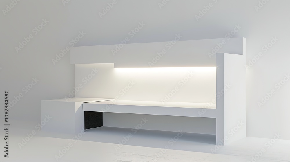 custom made wallpaper toronto digitalWhite Minimalist Booth - a sleek and modern display concept. The white minimalist design creates a clean and inviting space.