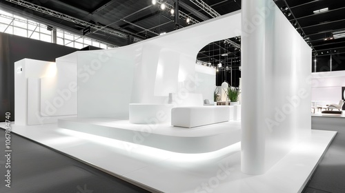 White Minimalist Booth - a sleek and modern display concept. The white minimalist design creates a clean and inviting space. photo