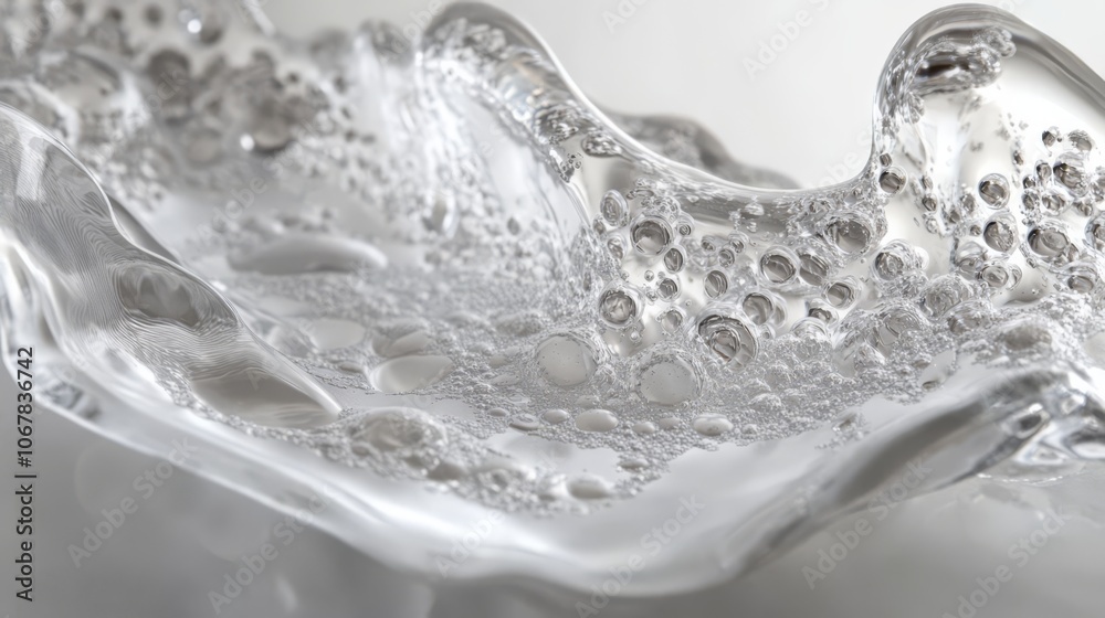 A close up of a clear glass bowl with bubbles. A close up of a clear glass bowl with bubbles.