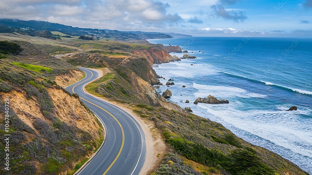 Coastal Highway Winding Through California Landscape Coastal Highway Winding Through California Landscape