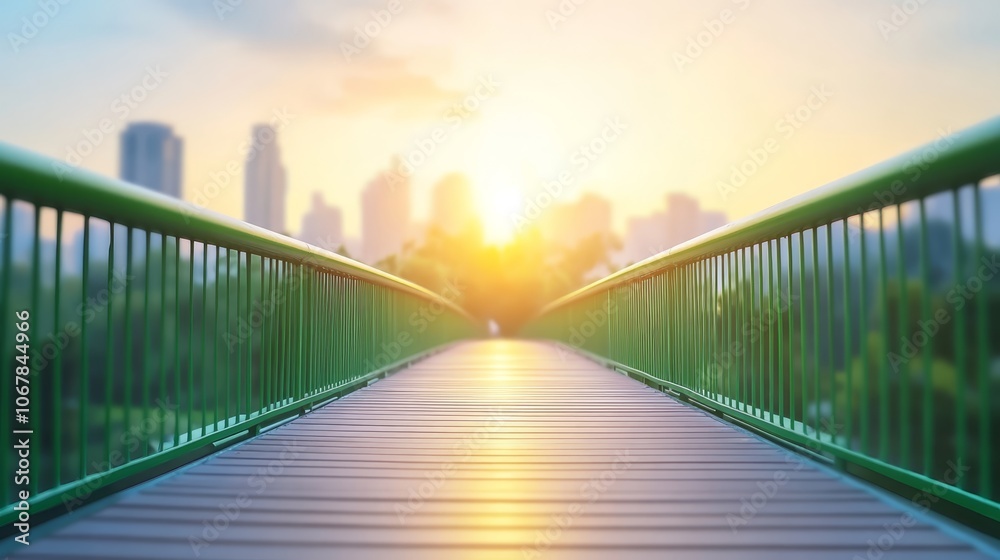 Obraz premium Spectacular urban bridge at sunset, a breathtaking view of the city skyline, waterfront reflections, and colorful architecture