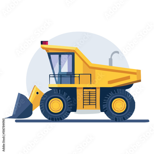 Illustration of heavy equipment vehicles for mining