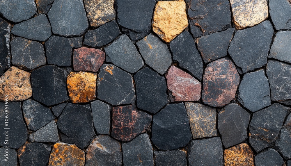 Stone wall with various colors. Use as a background for home decor, construction, or design projects. Stone wall with various colors. Use as a background for home decor, construction, or design projects.