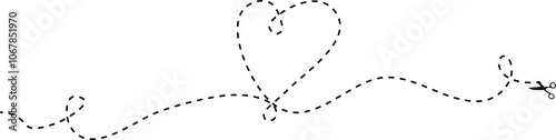 Heart dotted line with scissors