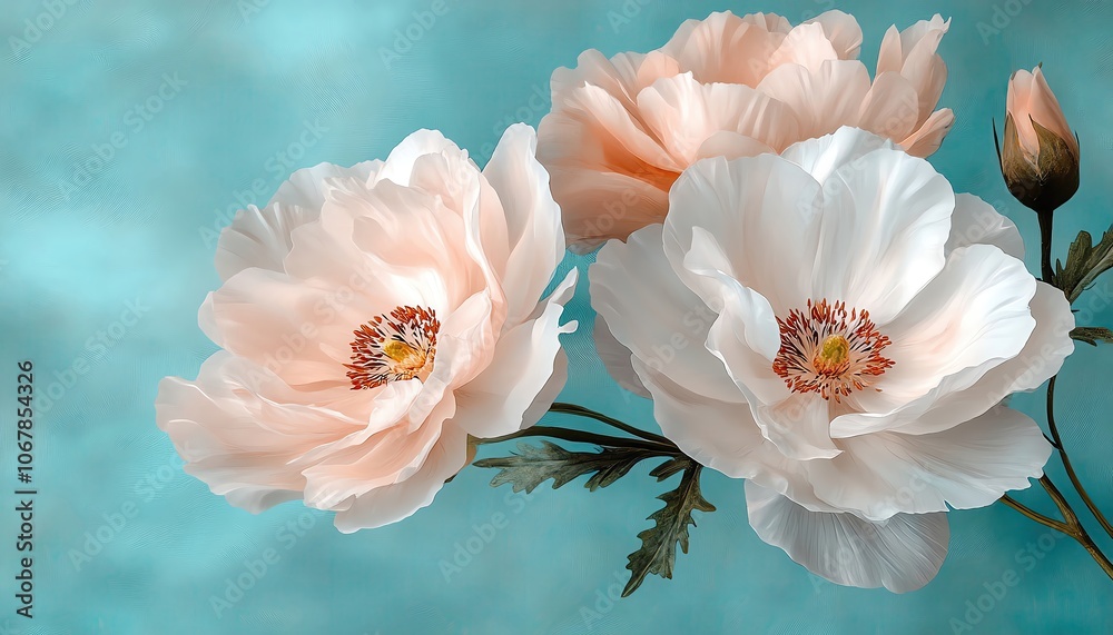 Fototapeta premium Ethereal flowers floating in cosmic space, surreal floral art, celestial beauty