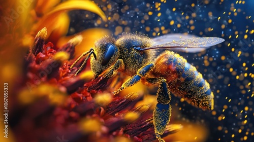 A Bee Covered in Pollen photo