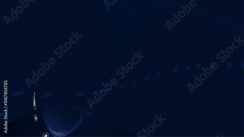 Abstract design featuring fluid blue shapes and glowing elements against a dark backdrop