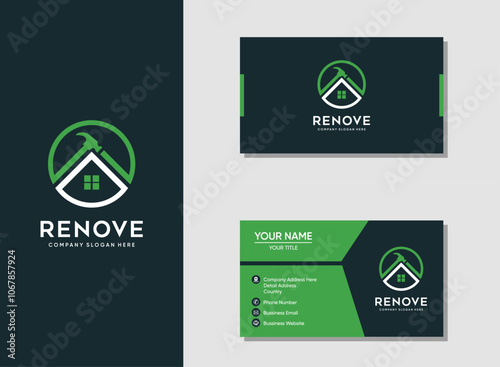 Home renovation logo, home repair, and building concept logo design template