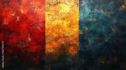 Textured Abstract Art in Red Yellow and Blue. Generative AI