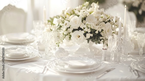 White Wedding Table Setting