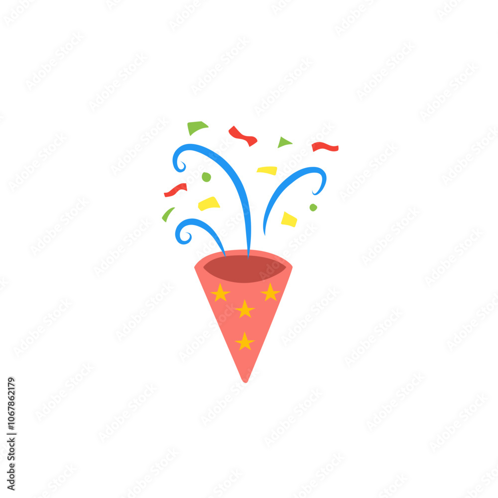 trumpet with colorful confetti trumpet with colorful confetti