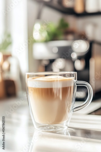 Dirty Chai Latte Recipe in a Big Glass: Professional Top Angle Shot