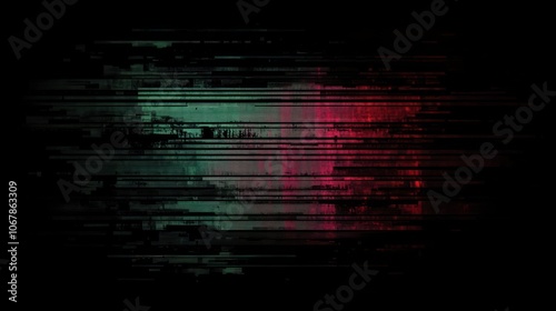 Digital glitch text effect on dark tech background, editable area 