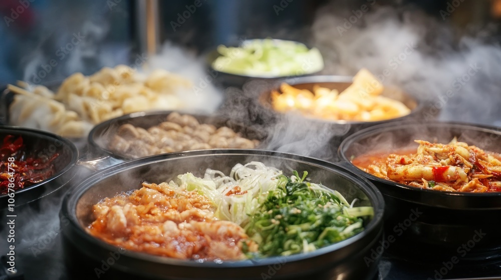 Steam Buffet with Spicy Korean Food Steam Buffet with Spicy Korean Food