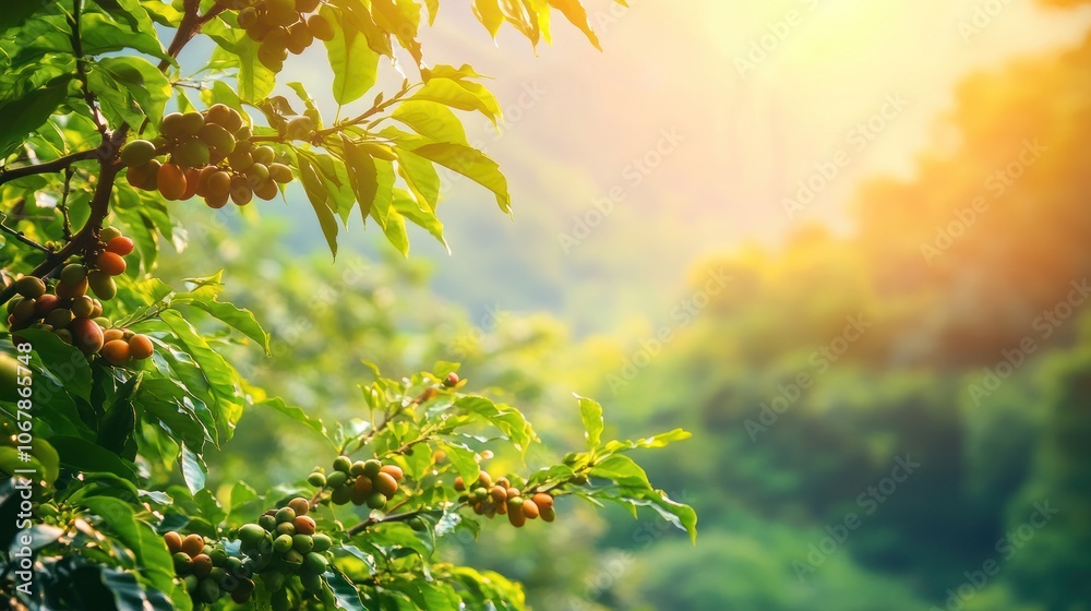 Coffee Beans in Sunlit Forest Coffee Beans in Sunlit Forest
