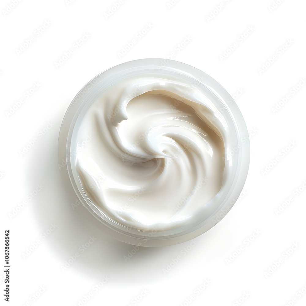 Sample of facial cream, top view isolated on white background Sample of facial cream, top view isolated on white background