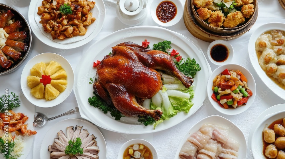Flavorful Roasted Duck on a White Plate Flavorful Roasted Duck on a White Plate