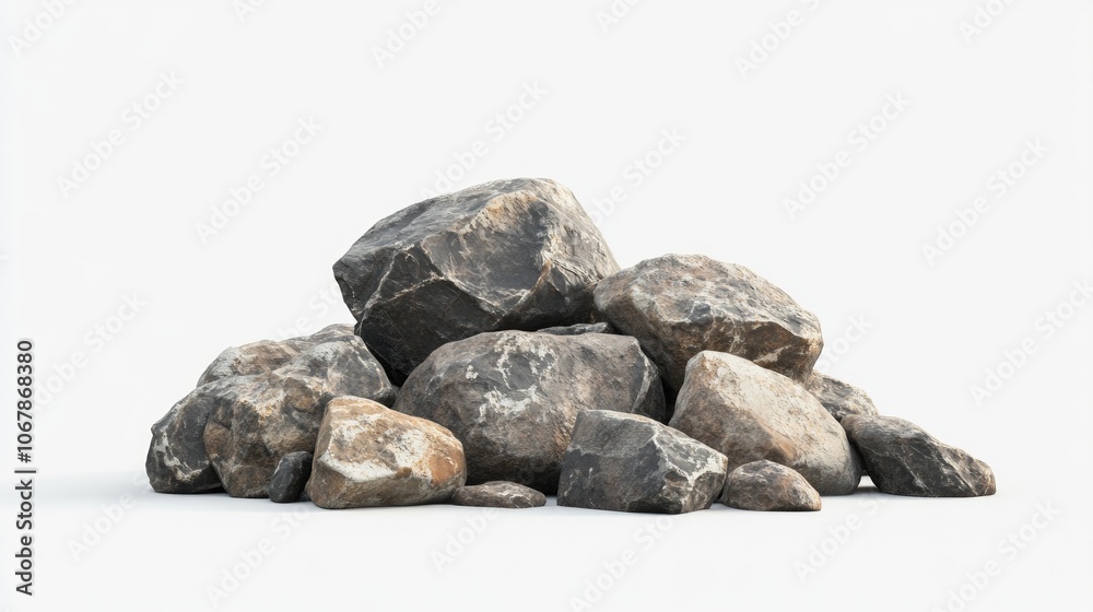 Simple Isolated Pile of Rocks on White Background Simple Isolated Pile of Rocks on White Background
