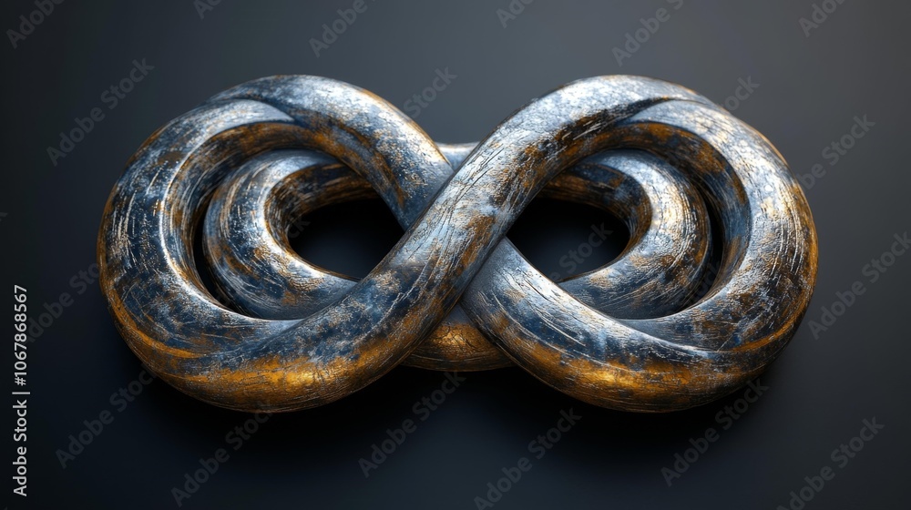 Golden and Silver Infinity Knot Symbol. Generative AI Golden and Silver Infinity Knot Symbol. Generative AI