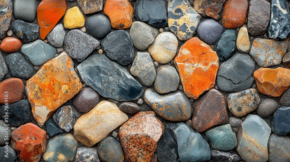 Colorful Pebble Stone Wall Pattern. Generative AI Colorful Pebble Stone Wall Pattern. Generative AI