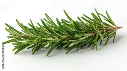 Isolated Fresh Rosemary Sprig on White Background. Generative AI