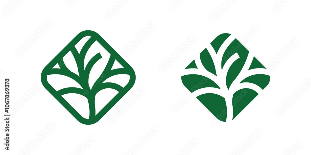 Obraz premium logo design combination of square and tree shapes, nature, minimalist, icon, vector, symbol, creative.