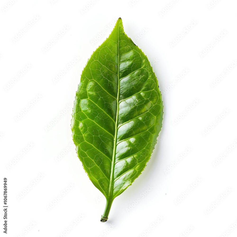 Obraz premium Green tea leaf isolated on white background