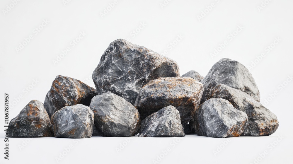 Pile of Rocks on White Background Pile of Rocks on White Background