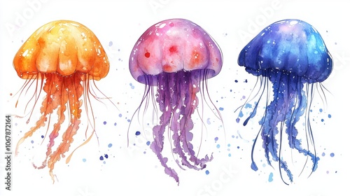 Beautiful jellyfish closeup view. Artistic illustration