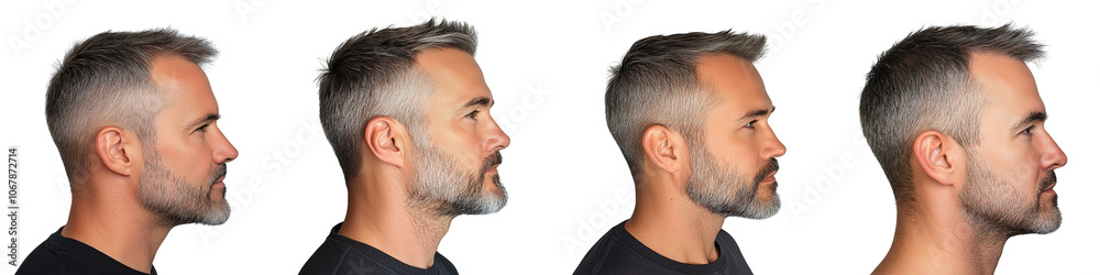 Four different men with varying degrees of hair loss Four different men with varying degrees of hair loss