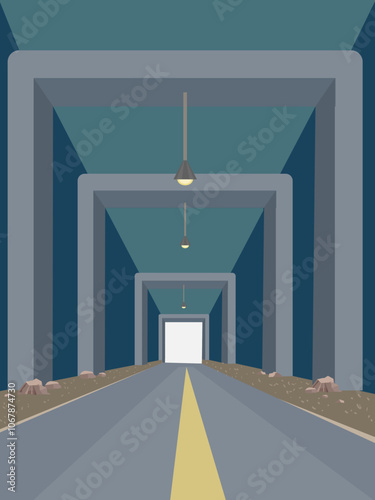 illustration of public infrastructure of tunnel