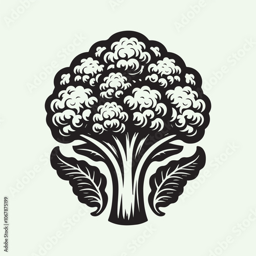 cauliflower vector, cauliflower silhouette vector icon black and white