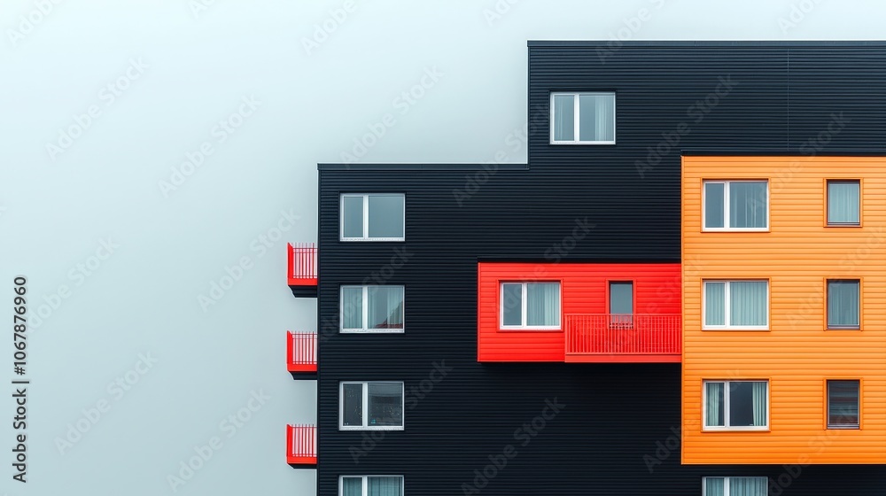 Modern Architecture Design Black Orange and Red Building Exterior Modern Architecture Design Black Orange and Red Building Exterior