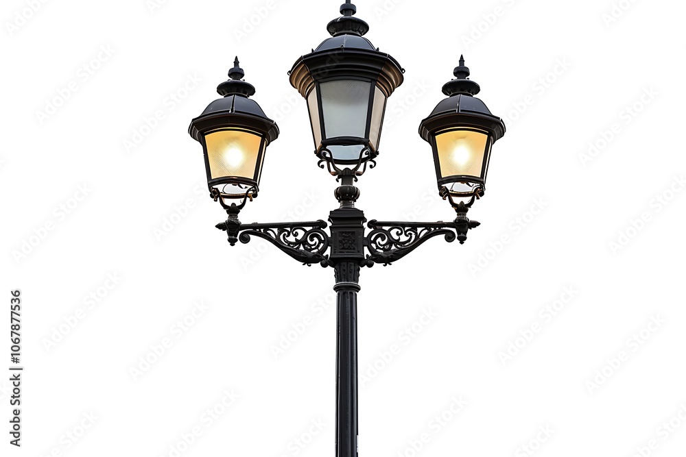 Lamp post street road light pole on white background Lamp post street road light pole on white background