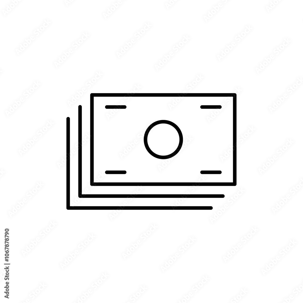 Cash icon Outline set in black and white color