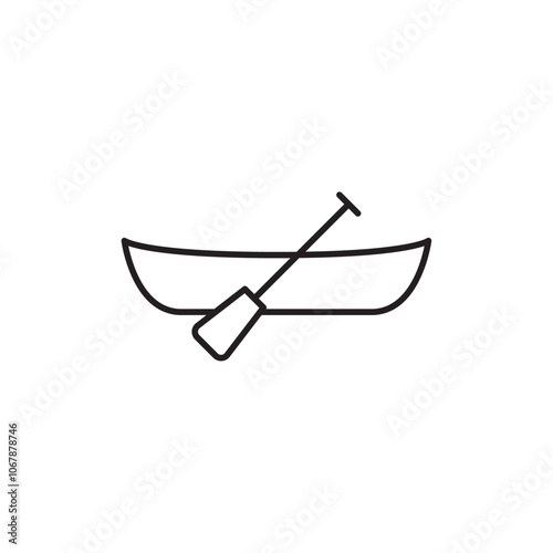 Canoe icon Outline set in black and white color