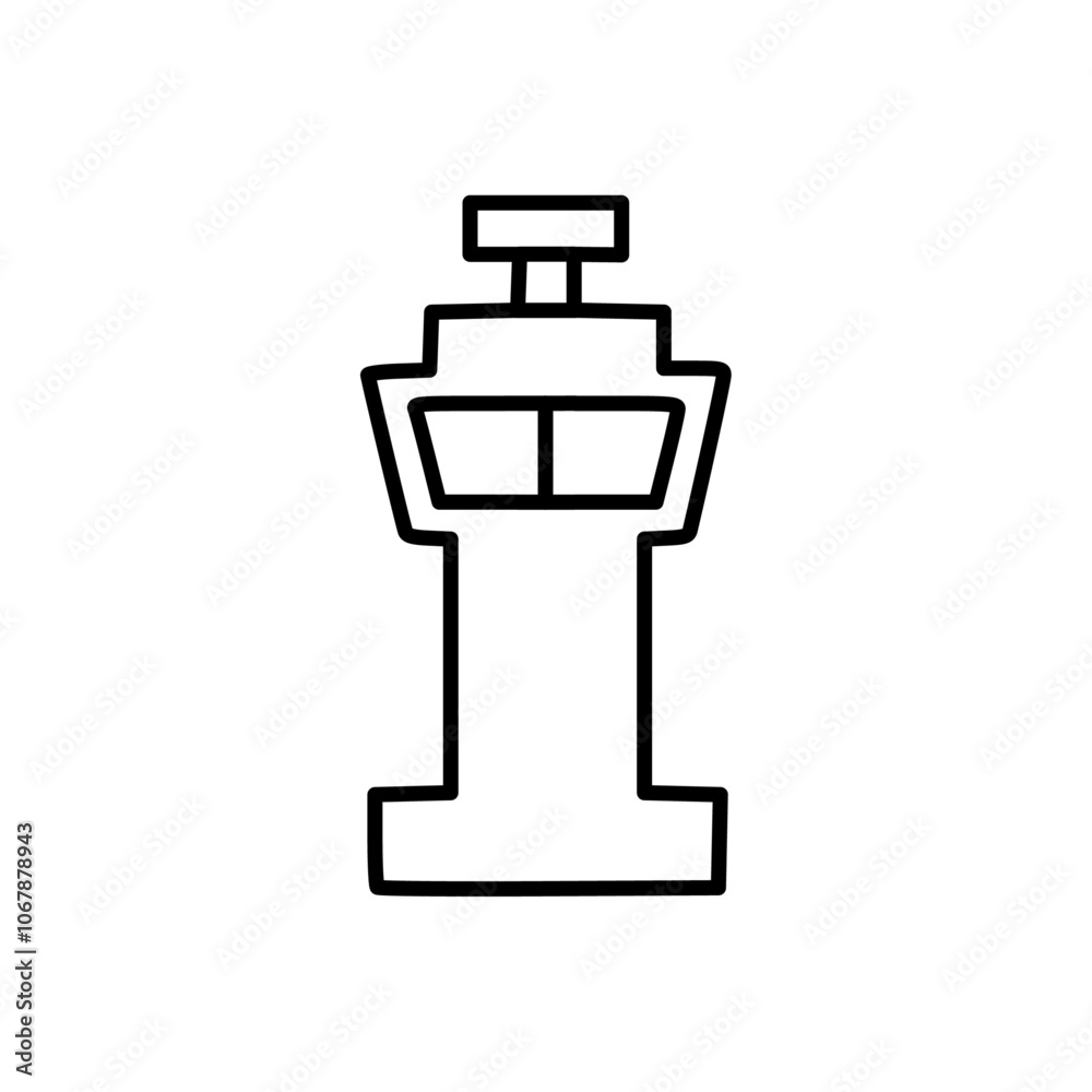 Control Tower icon Outline set in black and white color Control Tower icon Outline set in black and white color