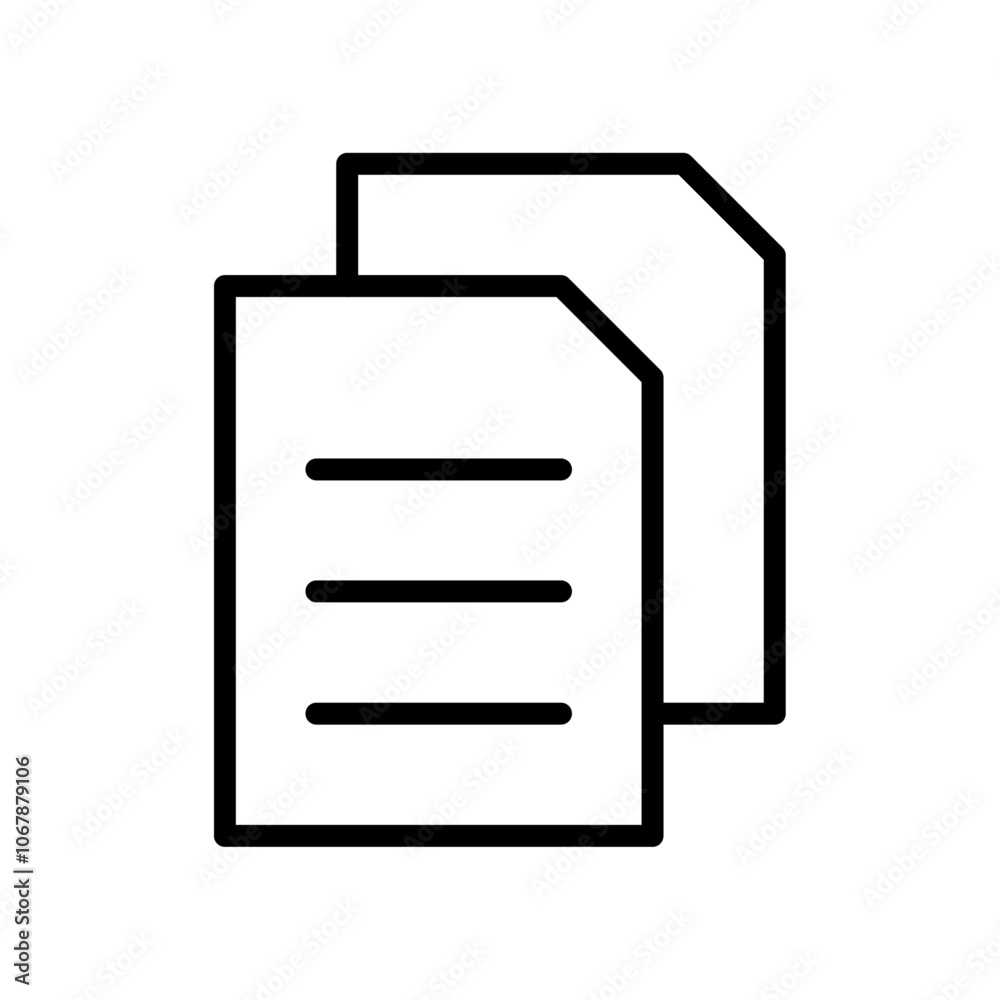 Document icon Outline set in black and white color Document icon Outline set in black and white color