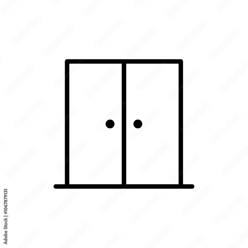 Door icon Outline set in black and white color Door icon Outline set in black and white color