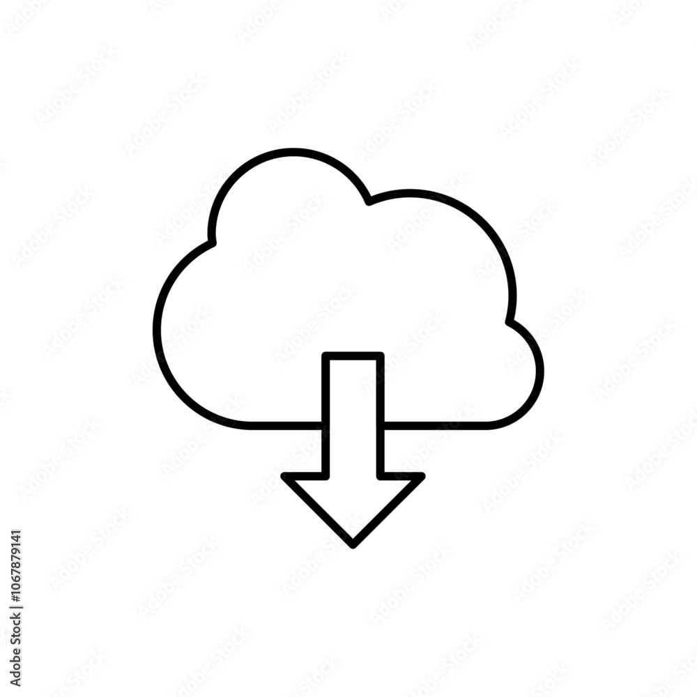 Download from Cloud icon Outline set in black and white color Download from Cloud icon Outline set in black and white color