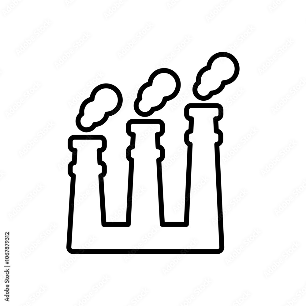 Factory icon Outline set in black and white color Factory icon Outline set in black and white color