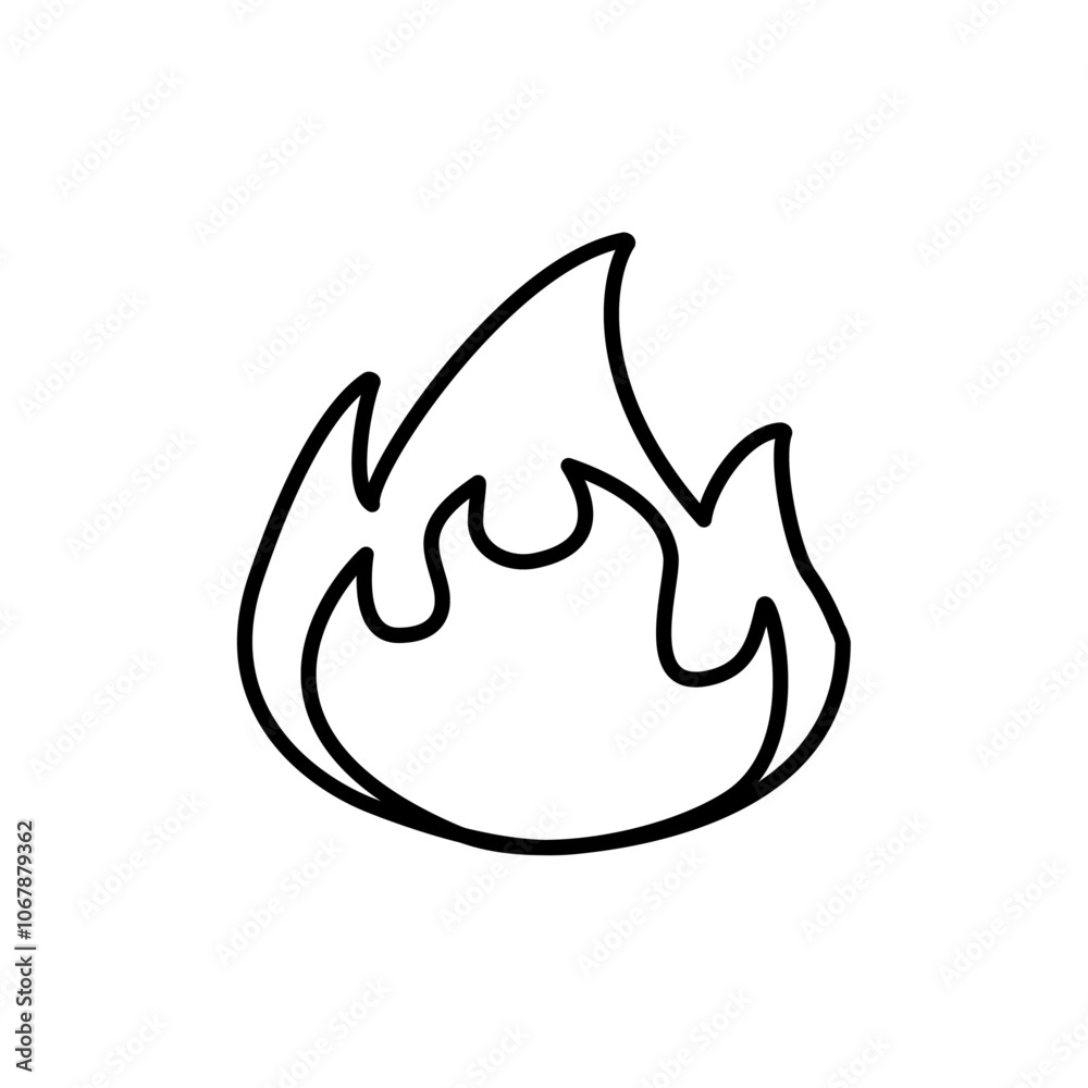 Flame icon Outline set in black and white color Flame icon Outline set in black and white color