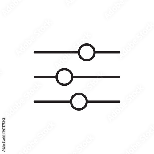 Filter control icon Outline set in black and white color