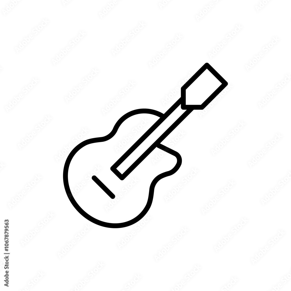 Guitar icon Outline set in black and white color Guitar icon Outline set in black and white color