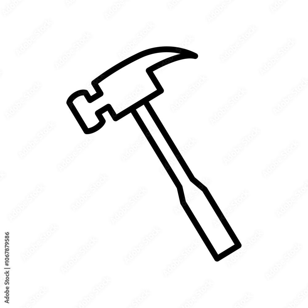 Hammer icon Outline set in black and white color Hammer icon Outline set in black and white color