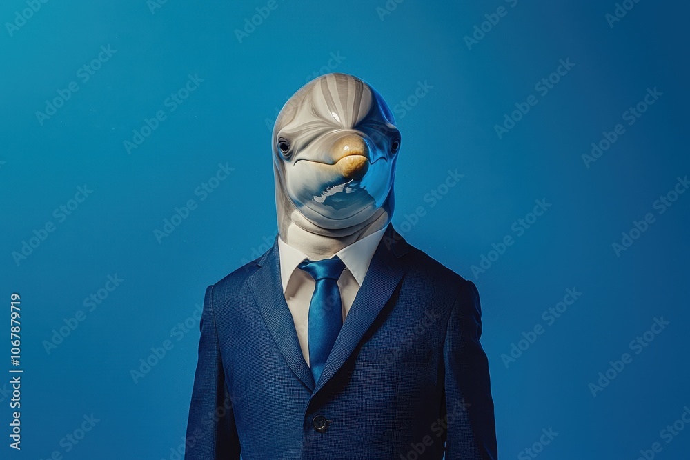 Dolphin in Suit with Navy Blue Tie Dolphin in Suit with Navy Blue Tie
