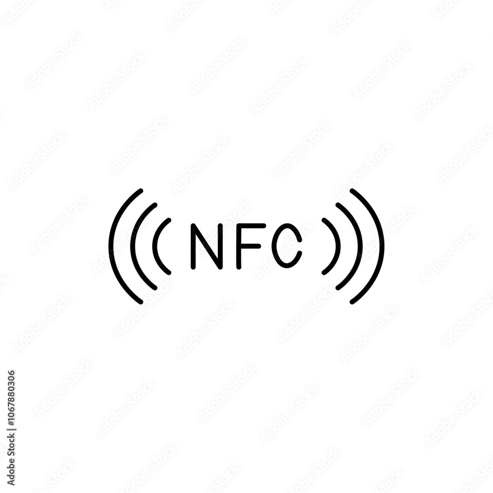 NFC icon Outline set in black and white color NFC icon Outline set in black and white color