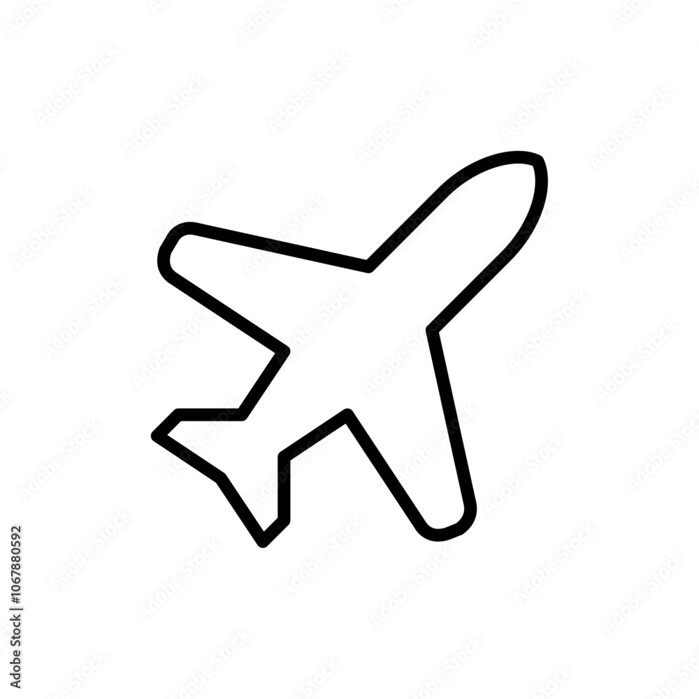 Plane icon Outline set in black and white color Plane icon Outline set in black and white color