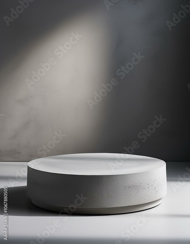 White pedestal on gray background