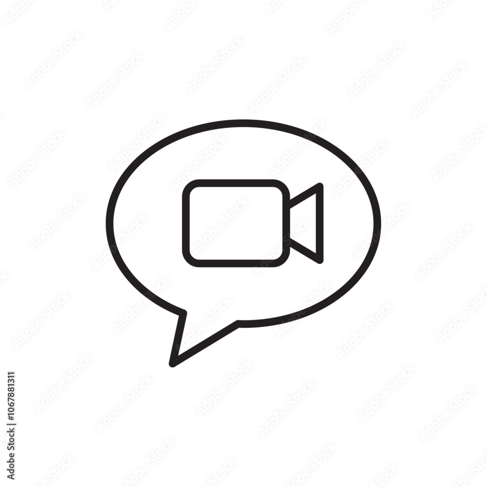 Video call icon Outline set in black and white color Video call icon Outline set in black and white color